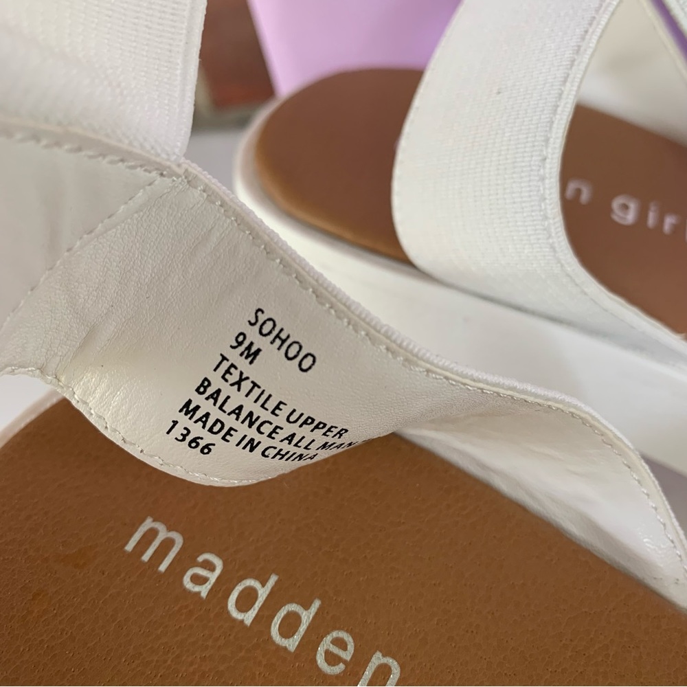 Madden Girl Women's Sohoo White Fabric Platform Block Strappy Sandals US 9 M - Picture 3 of 12